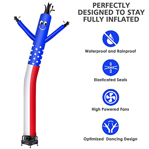 Image of MOUNTO 20ft Air Inflatable Tube Guy Puppet Dancing Man with 1HP Blower Complete Set (US-Flag)