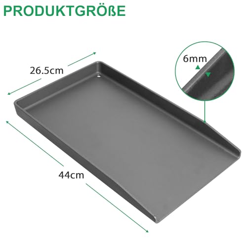 WELL GRILL 44,5x26cm Gusseisen Grillplatte mit Grillspachtel Set für Weber Spirit 210 & 310 Serie Gasgrills, Universal Plancha Grillschale Zubehör für Gasgrill und Holzkohlegrill