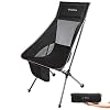 KingCamp Ultralight Camping Chair, Fishing Chair, Folding Chair with High Backrest and Side Pocket, Maximum Load 120 kg, Small Pack Size