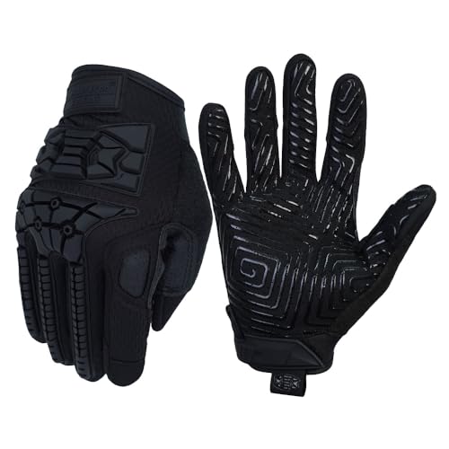 Seibertron Gants Tactiques T.B.F.I.G à Doigts Complets – Respirants, Antidérapants, Protection en Caoutchouc Flexible pour Moto, Airsoft, Paintball et Activités de Plein Air – Noir S