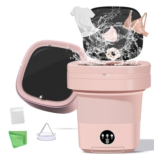 POPPYLANE Portable Washing Machine, 11L Foldable Washer & Spin Dryer with Laundry Bag & Drying Net &...