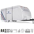 Umbrauto 300D Oxford RV Cover for 16-18ft Travel Trailer – Waterproof, Windproof, Snowproof Camper Cover, Sun-Reflective Silver Coating, Includes 4 Tire Covers & Accessories for All-Season Protection