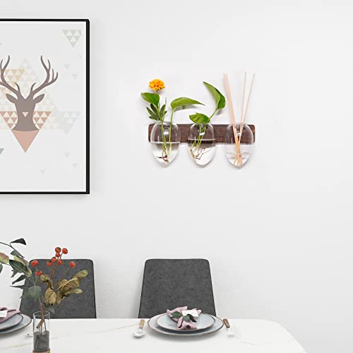 Wall Hanging Plant Terrarium Retro Plant Propagation Vase Clear Glass Vase Flower Glass Planter With Wood Hook For Propagating Hydroponics Plant Cutting Home Garden Windowsill Décor Plant Lover Gifts #TOP1