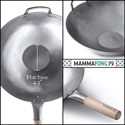 Wok de fondo plano con tapa, acero carbono 14" miniatura 3