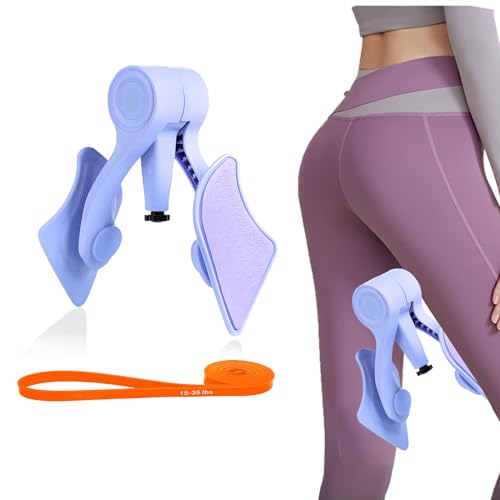 Thigh Exerciser Kegel Hip Trainer with Adjustable Baffle, Portable Inner Thigh Exercise Pelvic Floor Training Equipment with Yoga Elastic Band, for Home Gym Weight Loss Valentine's Day (Blue)