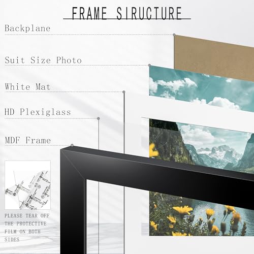 Picrit 16x24 Picture Frame 3 Pack, Black Poster Frame, Display Poster 12 x 18 with Mat or 16 x 24 without Mat for Horizontal or Vertical Wall Mounting
