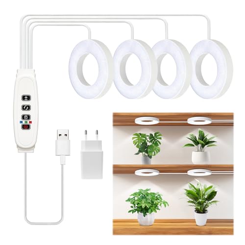 Lampe de Croissance LED à Spectre Complet avec Minuterie Automatique 3/9/12H, 10 Niveaux de Luminosité + 3 Modes Lumière, Lampes de Croissance Horticoles pour Plantes...