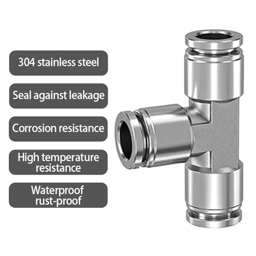 Raccord rapide 8 mm pour tube pneumatique PU et PE, connecteur inox 10 pièces