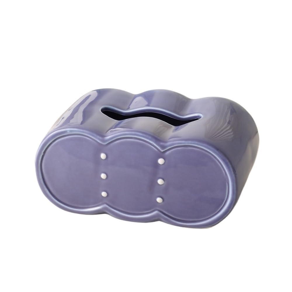 Tissue Case Tissue Box Square Ceramic Home Bedroom Living Room Desktop Organizer Tissue Dispenser(Purple)