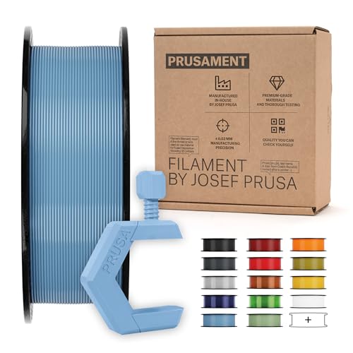 Image of Prusament 3D Printer Premium Filament PETG Chalky Blue 1.75mm - 1kg Spool - High Precision ±0.02 mm - Low Stringing - Strong Layer Bond - No Tangling - Ideal for Beginners & Professionals