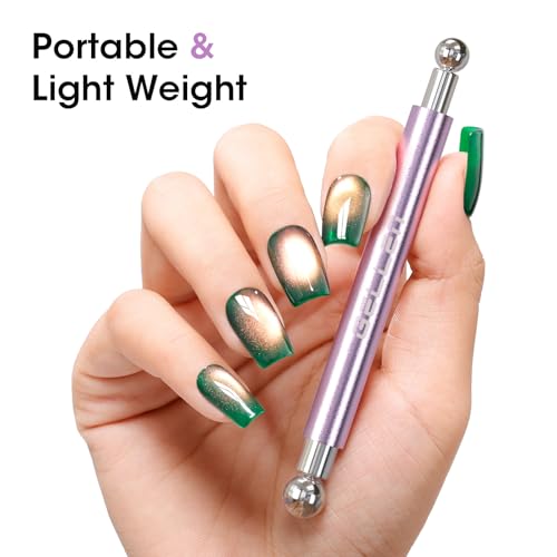 Gellen Double-Ended Cat Eye Magnet Stick for Nail &ndash; Dual Cat Eye Gel Nail Polish Sturdy Magnet Tool with Round Beads, Multifunctional Cat-Eye Nail Art Effect at Home or Salon DIY