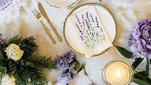 Servilletas de Tela Bordadas de Lavanda Set de 4 Algodón Lino miniatura 7