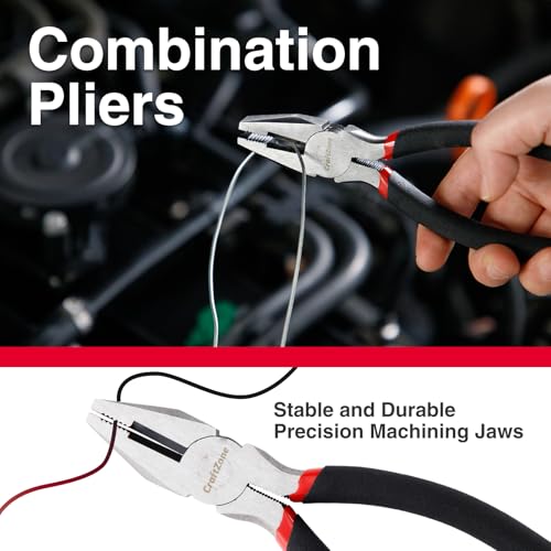 Image of 7 Piece Professional Pliers Set With Long Nose, Linesman, Water Pump, Slip Joint And Diagonal Cutting Pliers, Heavy Duty Hand Tool Set For Electrical Work, Home DIY And Automotive Repair
