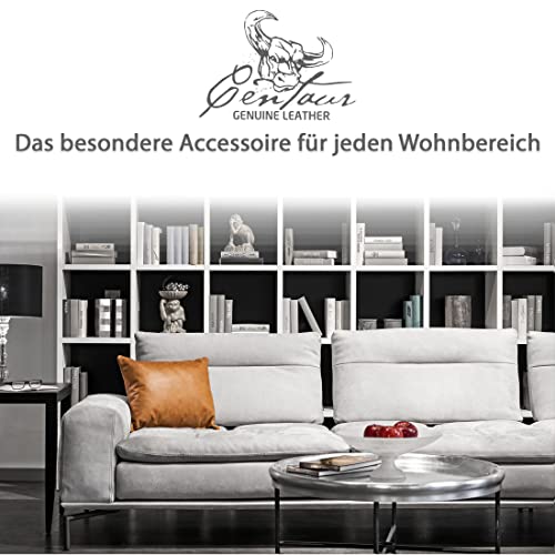 Centaur - Deko Lederkissen 50 x 40 cm für Sofa oder Schlafzimmer Cognac/Vintage - Echt Leder Kissen Echtleder Sofakissen Lederoptik