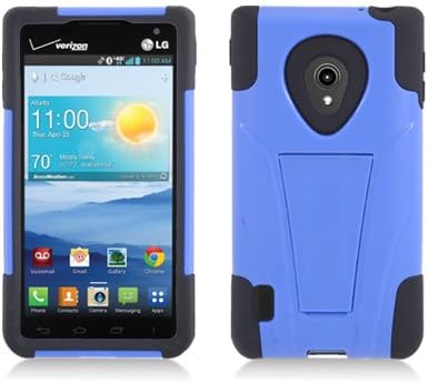 [Buy World, Inc] for Lg Lucid 2 Vs870 T-stand Impact Kickstand Hybrid Double Layer Fusion Cover Case Black/blue