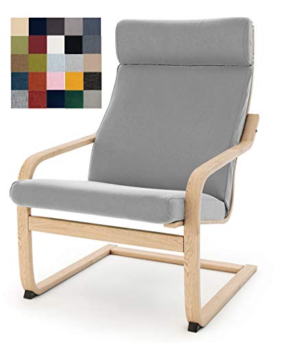 Vepping Lude Multi Colored Armchair Replacement Cover, Fits IKEA Poäng Armchair, Cushion not Included (Cushion Design 1, Velvet - Grey)