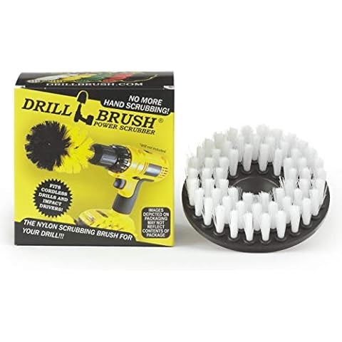 Polisher - Scrub Brush - Carpet Cleaner - Rug - DA - Buffer Polisher - Soft White Bristles with Threaded Shaft - fits - Dual Action - Rotary - Positive Drive Polishers - Glass Cleaner - Carpet Brush Cover
