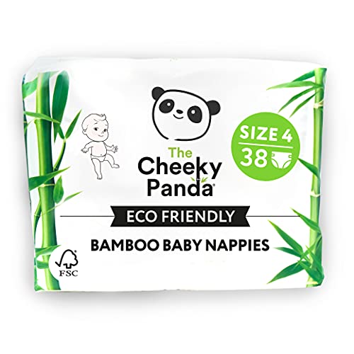 The Cheeky Panda – Pañales forrados de bambú | Tamaño 4 (9-14 kg, 38 pañales) | Núcleo súper absorbente, protección de hasta 12 horas, respetuoso del medio ambiente, súper suave, fuerte y sostenible