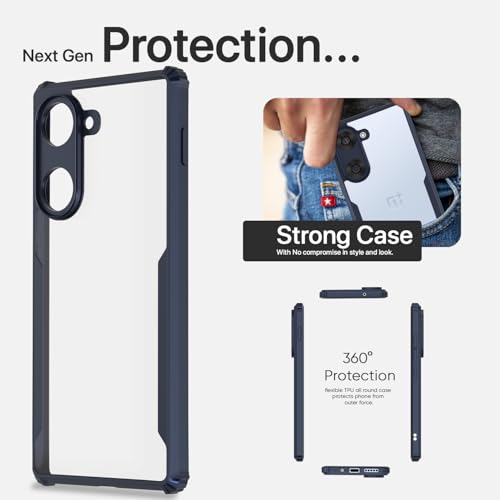 Image of Outlouders Back Cover for OnePlus Nord CE 5 5G | Ultra Hybrid Transparent | Full Camera Protection | Raised Edge | Crystal Clear Bumper Case (Blue)
