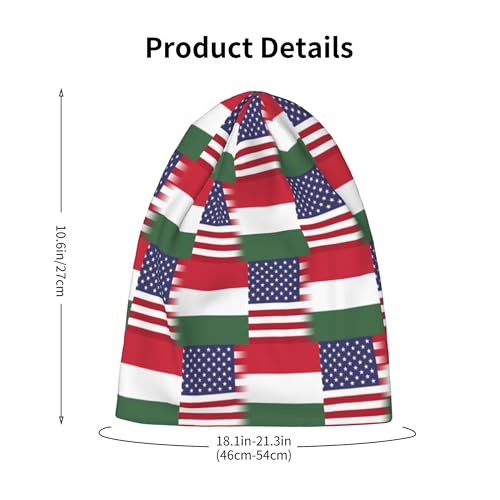 American Flag and Hungarian Flag Kids Leisure Elastic Knitted Hat Junior Large Size Knit Cap Child Beanie Black2