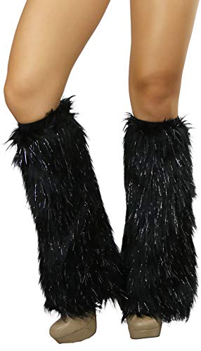 Image of ToBeInStyle Women's Faux Vibrant Fur Retro Daring 60' Inspired Ravewear Knee High Leg Warmers