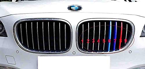 Ijdmtoy ///M-Colored Grille Insert Trims Compatible With 2013 2014 2015 Bmw F01/F02 7 Series 740I 740Li 750I 750Li Etc With 9 Standard Grille Beams #TOP4