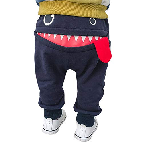 SUCES Kinder Hosen Unisex Süß Jogginghose Jungen Baumwolle Dick Elastische Leggings Mädchen Warm Gefütterte Sporthose(Marine,110)