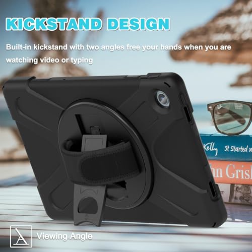 Funda para Lenovo Tab M10 Plus 3ª Gen de 10.6 con protector de pantalla y mango negro 3