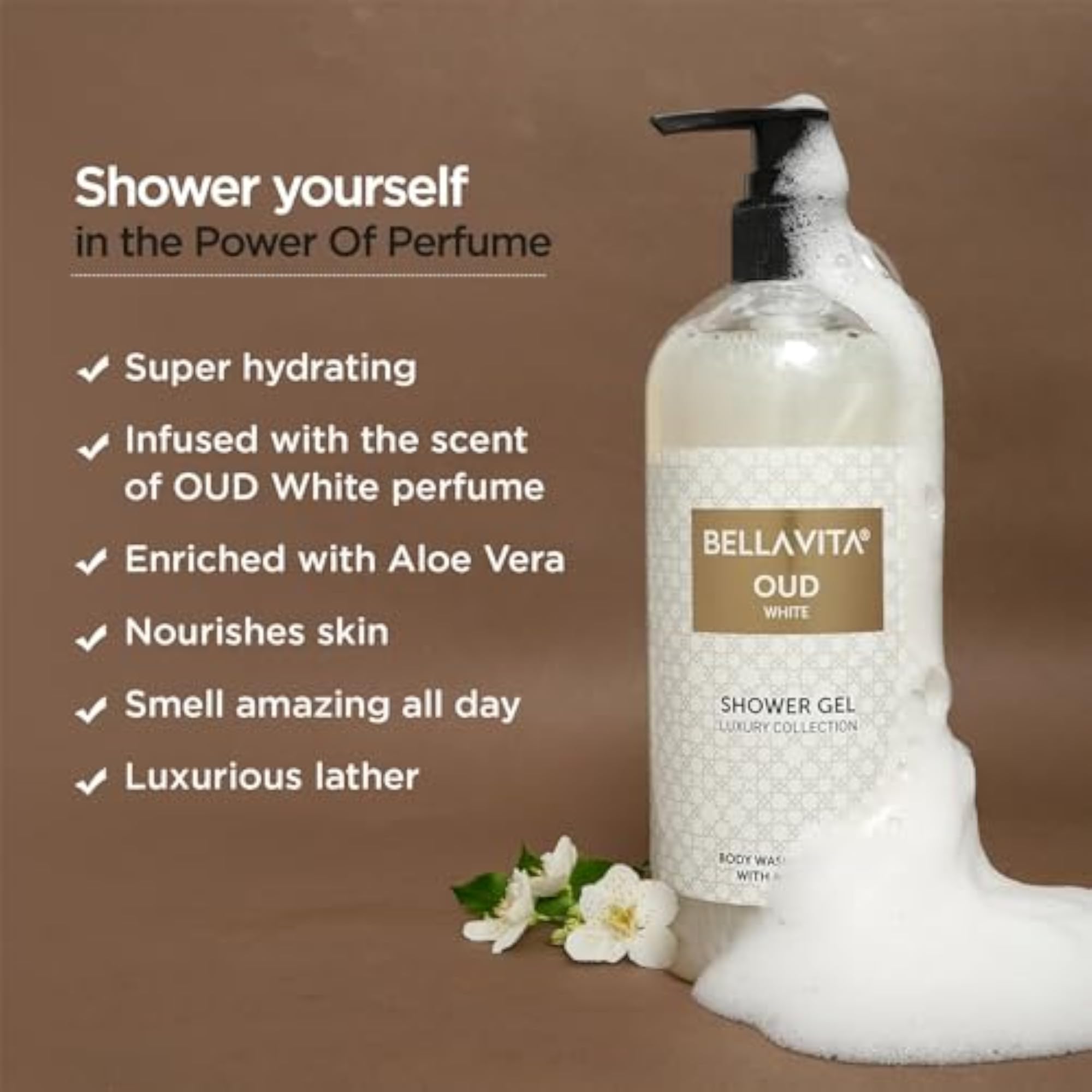 OUD WHITE Body Wash 500ml, Hydrating and Moisturizing