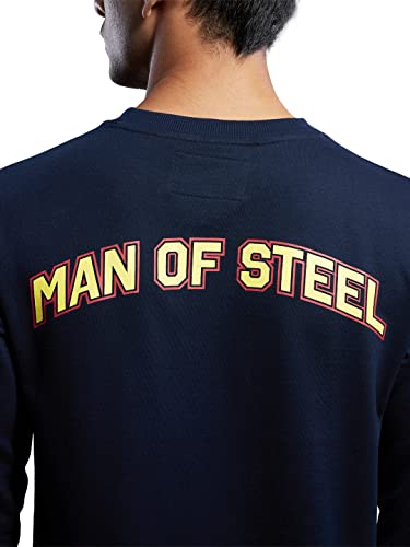 Image of The Souled Store Superman: Man of Steel Mens and Womens Graphic Printed Cotton Hoodie Black