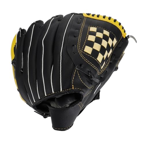 Gogogmee 1pc Baseball Glove and Softball Glove Pu Protective Gear Yellow and Black for Youth and Adult Training Activities