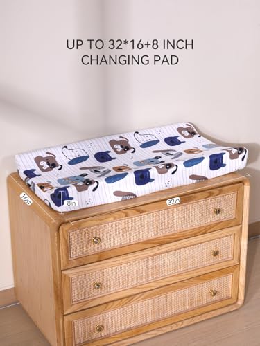 Image of Changing Pad Cover Set in Soft Jersey Material - Fits 32 inch /34''x16 Contoured Pad for Babies, Puppy Land