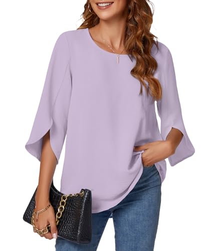 KUOTAI Womens Blouses Dressy Casual 3/4 Sleeve Tops Business Work Shirts