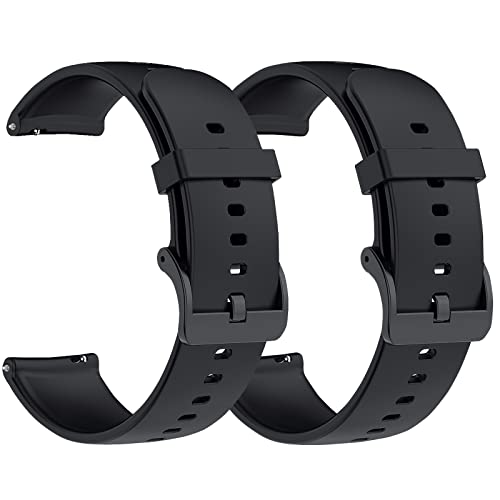Microwear Correa de reloj de silicona con hebilla negra, cierre rápido, 20 mm, para Smart Watch Strap con cierre de metal de acero inoxidable (negro, 20 mm) Cover