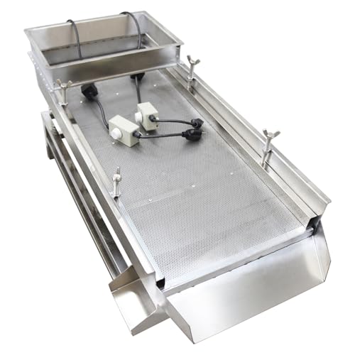 WYDDDARY Straight Vibrating Sieve Electric Linear Sifter Machine Stainless Steel Screen Shaker with 2mm Round Hole Mesh Single Layer Double Motors 110V