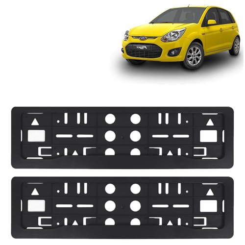 Image of KINGSWAY Fi-N-Go Car Number Plate Frames for All 2008 to 2014 Models of Ford Car Registration Plate Holders, Black Licence Plate Covers (Front and Rear), Universal Size 51.5 x 14.5 cm