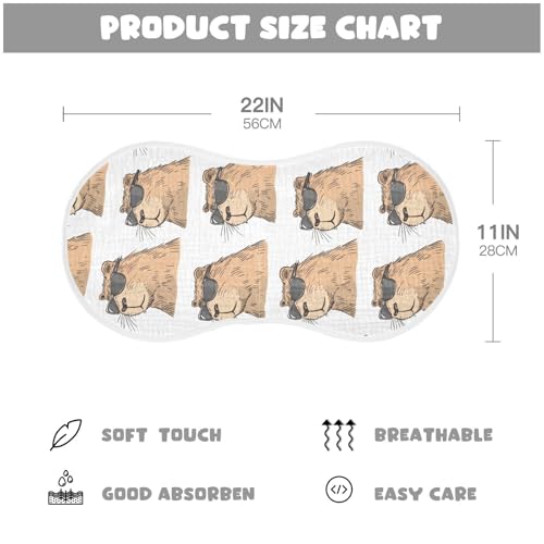 vvfelixl Muslin Burp Cloths Water Rat Wear Sunglasses Baby Washcloths for Baby Girl Boys 2 Pack2