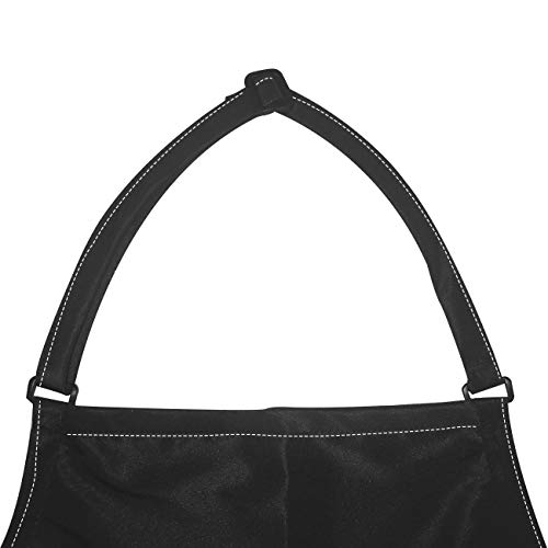 Betty Dain Sugar Skull Apron, Classic Design, Bottom Zipper Pockets, Adjustable Neck Strap, Printed Metallic Silver Sugar, Lightweight, Water-Resistant Poly Nylon Blend Repels Hair, Black/Silver #TOP2