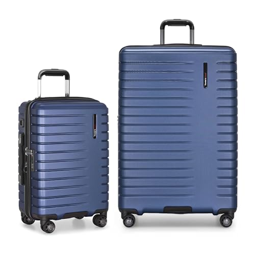 Image of Traveler's Choice Archer Polycarbonate Hardside Spinner Luggage Set,Tie Down Straps, Blue, 2-Piece