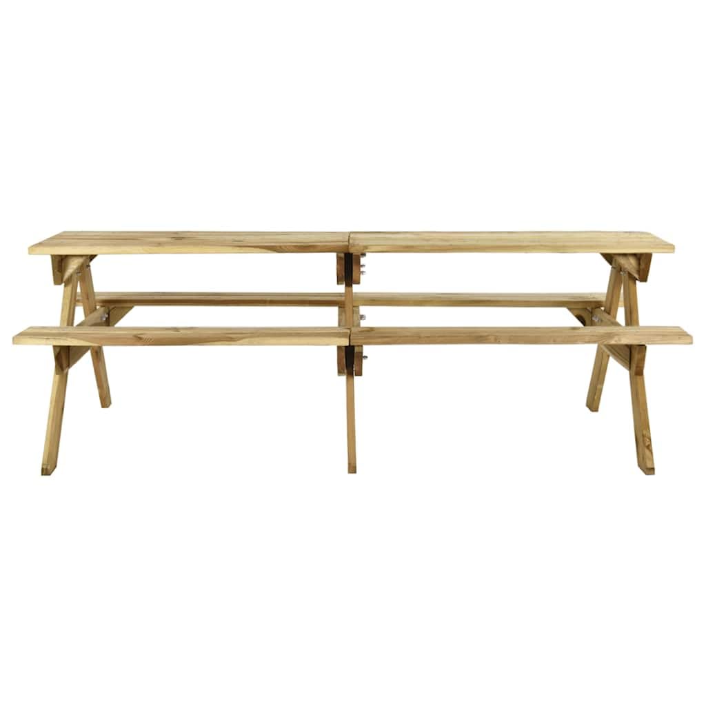 Tavolo da picnic con panche in legno di pino impregnato, 220 x 122 x 72 cm, per giardino e terrazza, resistente alle intemperie, con piano e due panche, robusto