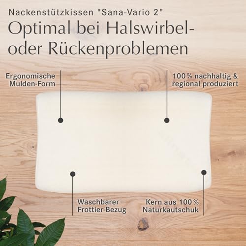 allnatura orthopädisches Nackenstützkissen 40x60 Sana-Vario 2 - Weiches anpassbares Kopfkissen (100% Naturkautschuk) - für Seitenschläfer Rückenschläfer - Höhe 11,5cm - Made in Germany