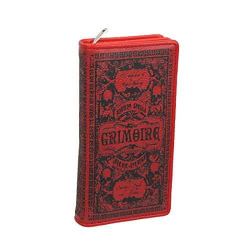 Image of Red Vinyl Arcane Spell Grimoire Rubrum Snap Book Wallet Zip Close Coin Pouch, Red