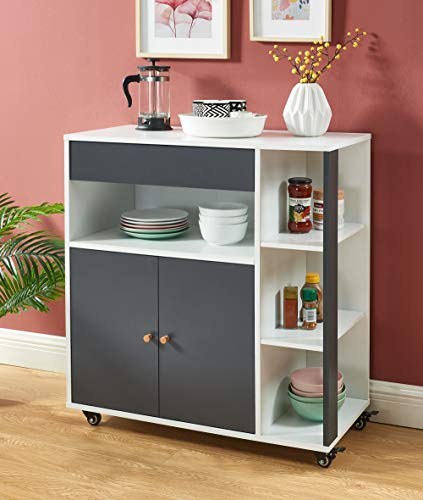 BAÏTA MAX11 Desserte Cuisine, Gris et Blanc, L80cm