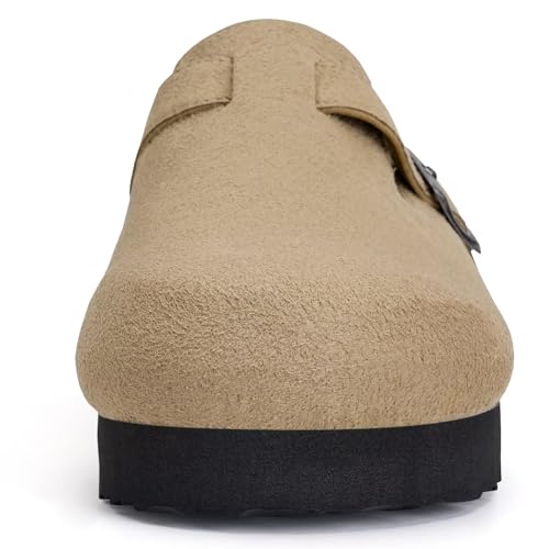 Image of Torotto Womens Clogs Cork Footbed Suede Slippers Arch Support Potato Shoes with Adjustable Buckle