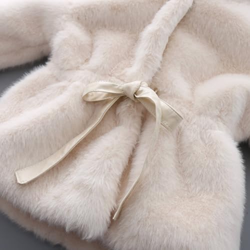 Fleece Jacket for Toddler Baby Girls Faux 𝗙𝘂r Hooded Shaggy Windproof Button Coat Winter Thick Warm Outerwear3