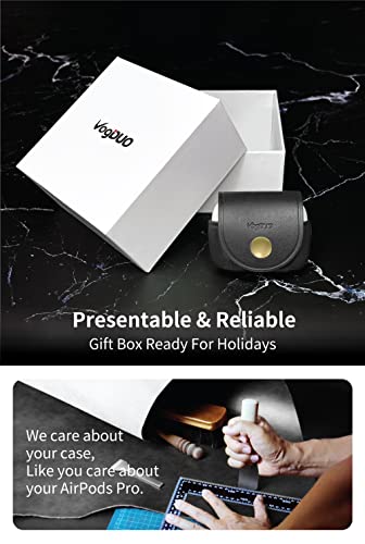 Vogduo Premium Protective Leather Case For Apple Airpods Pro 2 - Handmade Cover With Belt Loop & Lanyard Ports With Clip Holder For Bag Strap, Compatible With Apple Airpod Pro Gen 2 (Black) #TOP5