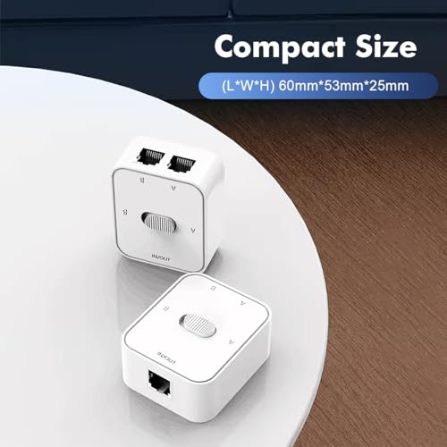 Image of Binardat Gigabit Network Switcher, Passive Ethernet Selector, in /Out to A or B Network, Bidirectional Manual Switcher, No Power Required (White)