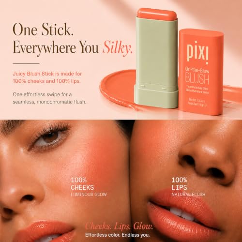 Image of Pixi On-the-Glow Blush - Juicy, Hydrating Tinted Moisture Blush Stick with Ginseng, Aloe Vera & Fruit Extracts, For Cheeks & Lips, 19g / 0.6oz, Paraben-Free