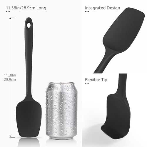 Image of U-Taste Silicone Cooking Spoons 600ºF Heat Resistant Spatula, 2Pcs, Black