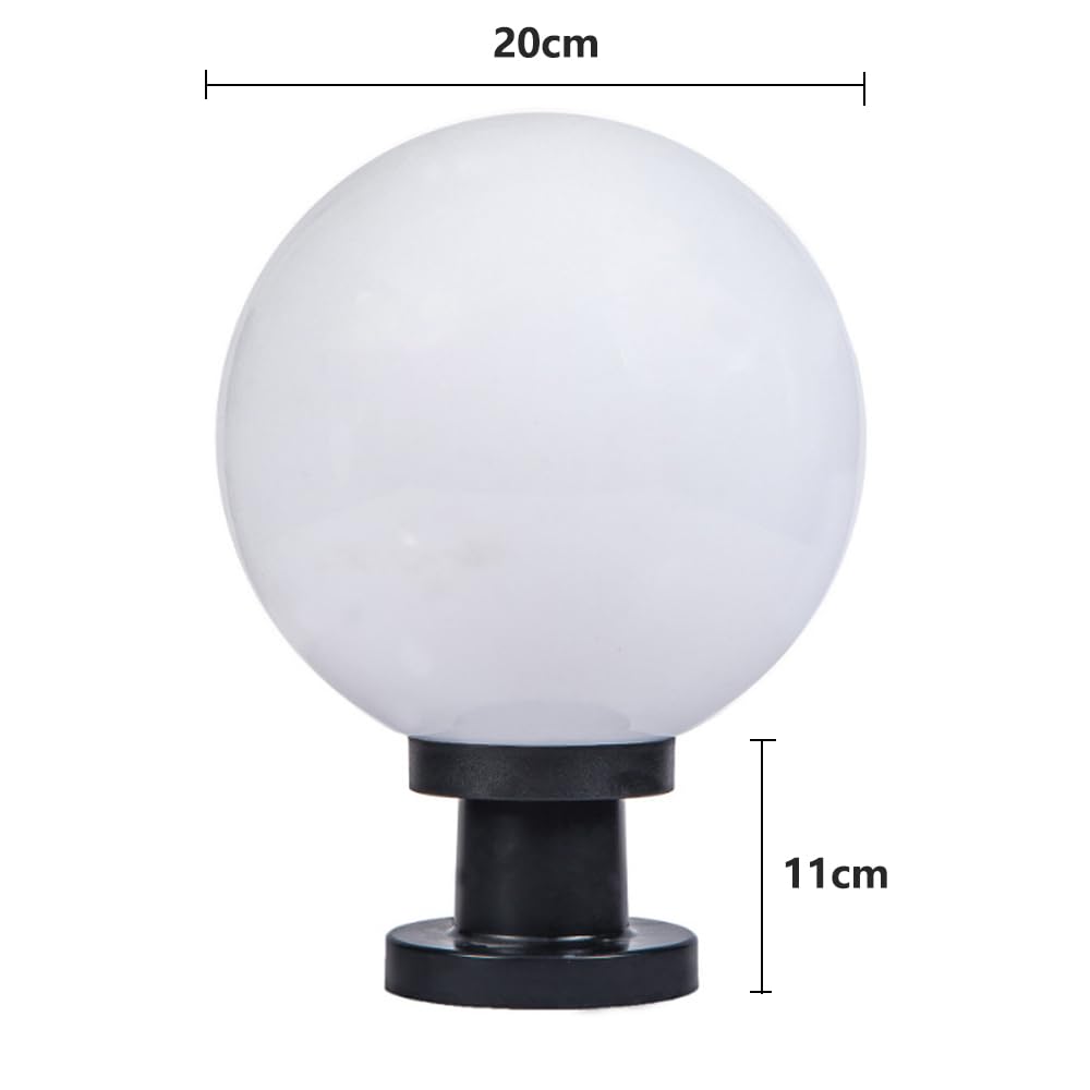 Mengjay Moderno Farol de Pie Exterior E27, Lámpara de Jardín con Columna Acrílica, Impermeable para Sobremuro, Negro, Luz de Pedestal para Terraza Patio (20cm)